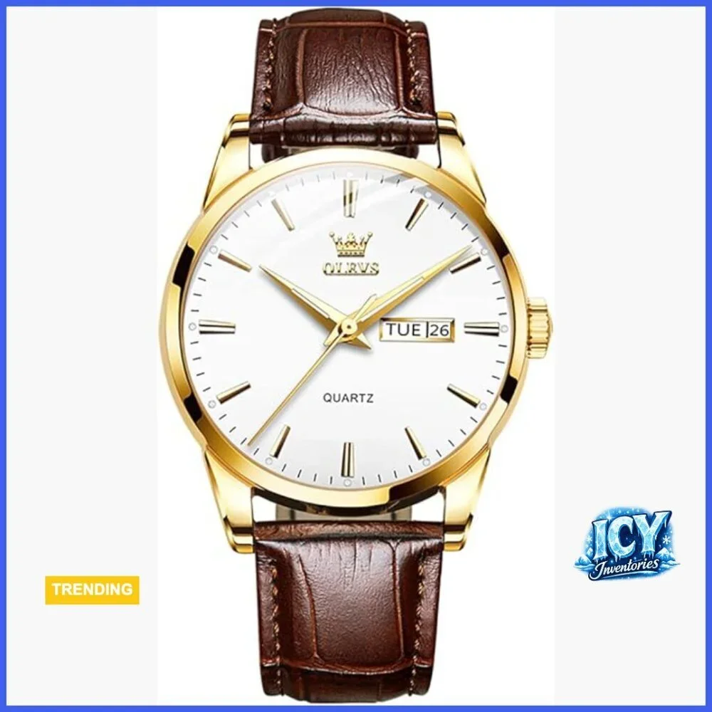 Stainless Steel Analog Quartz Watch with Day Date Luminous Hands